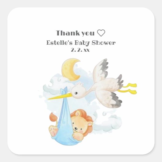 Grappig Schattige Bos Dieren Baby shower Vierkante Sticker (Voorkant)