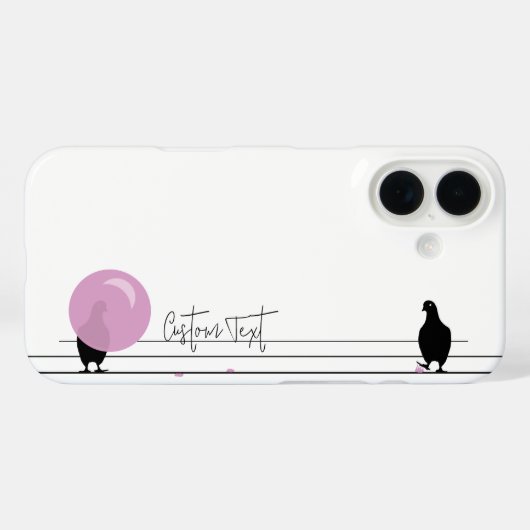 Grappig Schattige Bubblegum Vogels op een Draadwit Case-Mate iPhone Case (Achterkant (horizontaal))