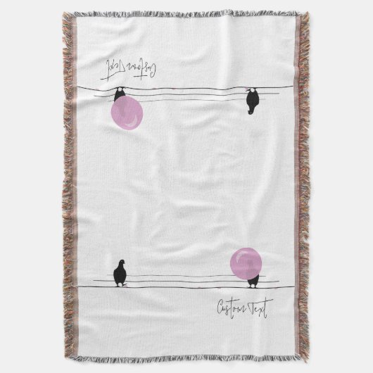 Grappig Schattige Bubblegum Vogels op een Draadwit Deken (Voorkant Verticaal)