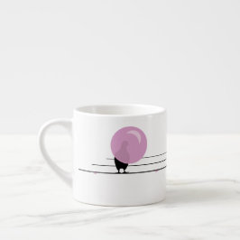Grappig Schattige Bubblegum Vogels op een Draadwit Espresso Kop