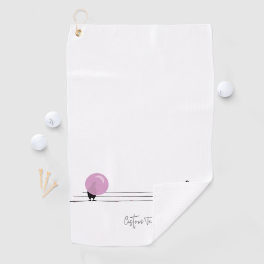 Grappig Schattige Bubblegum Vogels op een Draadwit Golfhanddoek (Insitu)