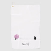 Grappig Schattige Bubblegum Vogels op een Draadwit Golfhanddoek (Voorkant)