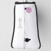 Grappig Schattige Bubblegum Vogels op een Draadwit Golfheadcover (Draai 90)
