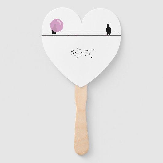 Grappig Schattige Bubblegum Vogels op een Draadwit Handwaaier (Achterkant)