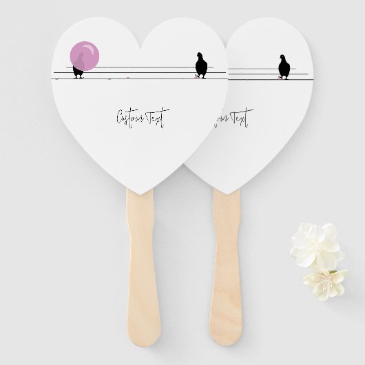 Grappig Schattige Bubblegum Vogels op een Draadwit Handwaaier (Voorkant en achterkant)