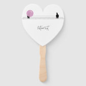 Grappig Schattige Bubblegum Vogels op een Draadwit Handwaaier (Voorkant)