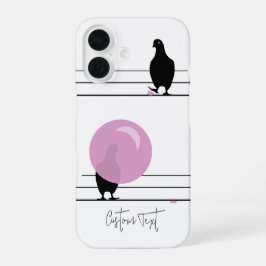 Grappig Schattige Bubblegum Vogels op een Draadwit iPhone 16 Hoesje