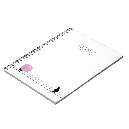 Grappig Schattige Bubblegum Vogels op een Draadwit Notitieboek (Linkerzijde)