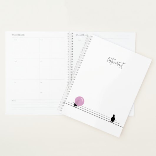 Grappig Schattige Bubblegum Vogels op een Draadwit Planner (Display)