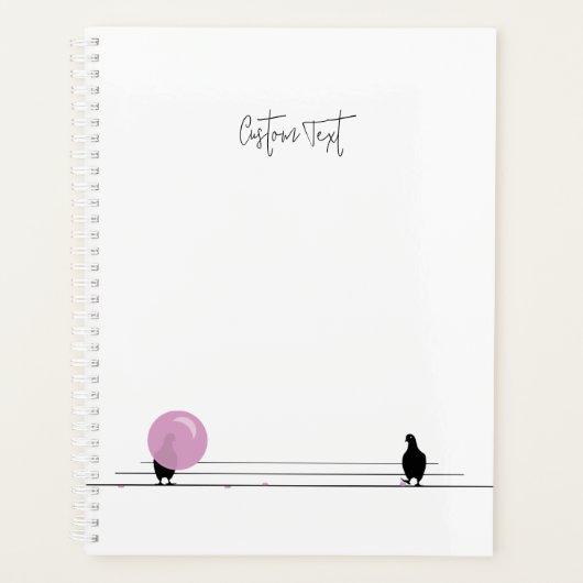 Grappig Schattige Bubblegum Vogels op een Draadwit Planner (Voorkant)