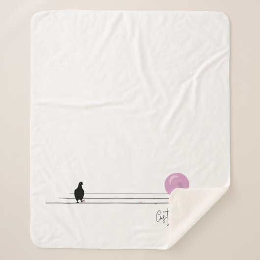 Grappig Schattige Bubblegum Vogels op een Draadwit Sherpa Deken (Voorkant)