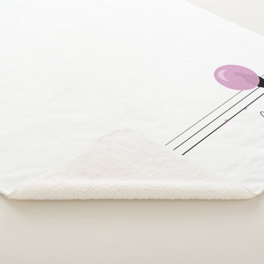 Grappig Schattige Bubblegum Vogels op een Draadwit Sherpa Deken (3/4)