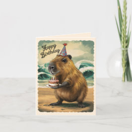 Grappig Schattige Capybara Happy Birthday Bedankkaart