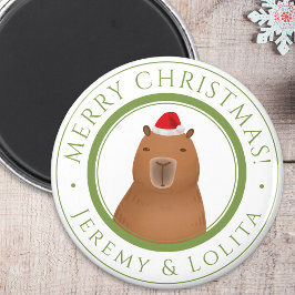 Grappig Schattige Capybara Santa Christmas Magneet