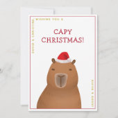 Grappig Schattige Capybara Santa Pun Christmas Feestdagenkaart (Voorkant)