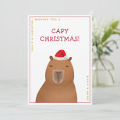 Grappig Schattige Capybara Santa Pun Christmas Feestdagenkaart (Staand voorkant)