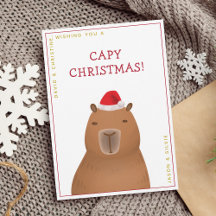 Grappig Schattige Capybara Santa Pun Christmas