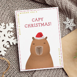 Grappig Schattige Capybara Santa Pun Christmas Feestdagenkaart