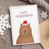 Grappig Schattige Capybara Santa Pun Christmas Feestdagenkaart