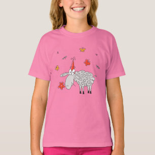 Grappig Schattige Cartoon schapenbloem vlinder mei T-shirt