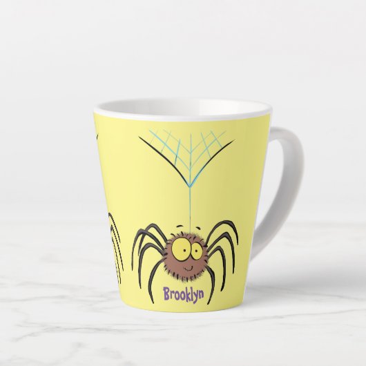 Grappig schattige cartoon van de fluffiasappel latte mok (Rechterhoek)