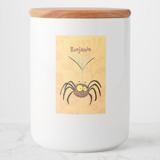 Grappig schattige cartoon van de fluffiasappel voedselcontainer etiket (Voorkant)