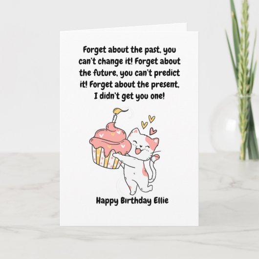 Grappig Schattige Cat Modern Verjaardag Wenskaart Kaart (Voorkant)