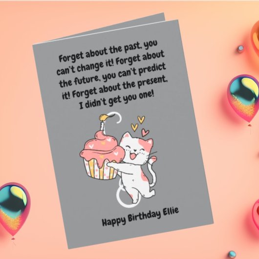 Grappig Schattige Cat Modern Verjaardag Wenskaart Kaart