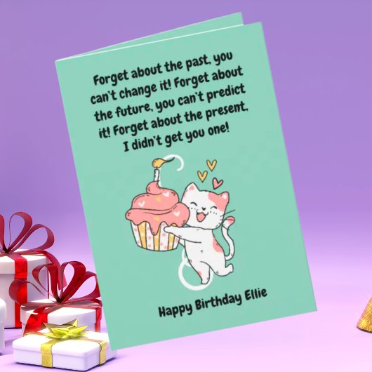 Grappig Schattige Cat Modern Verjaardag Wenskaart Kaart