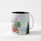 Grappig, Schattige Cavapoo Dog Yappy Christmas Tweekleurige Koffiemok (Voorkant rechts)