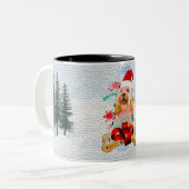 Grappig, Schattige Cockapoo Dog Yapy Christmas Tweekleurige Koffiemok (Voorkant links)