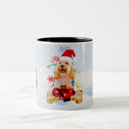 Grappig, Schattige Cockapoo Dog Yapy Christmas Tweekleurige Koffiemok