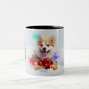 Grappig, Schattige Corgi Dog Yappy Christmas Tweekleurige Koffiemok