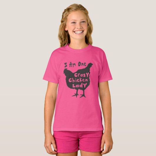 Grappig Schattige Crazy Chicken Lady T-shirt (Voorkant volledig)