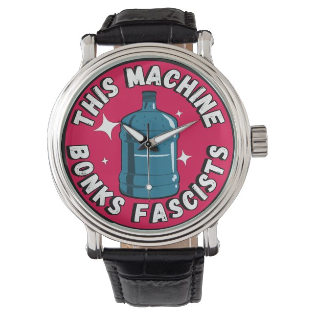 Grappig Schattige Deze machine Bonks fascisten Horloge (Voorkant)