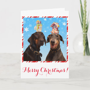 Grappig, schattige Doberman-kerstkaart Feestdagen Kaart