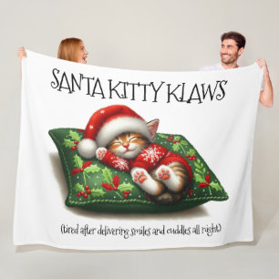 Grappig Schattige Dromen Santa Kat Klaws Fleece Deken