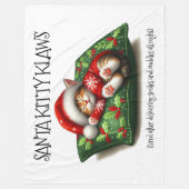 Grappig Schattige Dromen Santa Kat Klaws Fleece Deken (Voorkant)