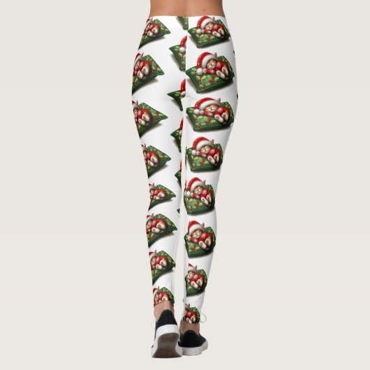 Grappig Schattige Dromen Santa Kat Klaws Leggings (Achterkant)