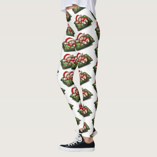 Grappig Schattige Dromen Santa Kat Klaws Leggings (Links)