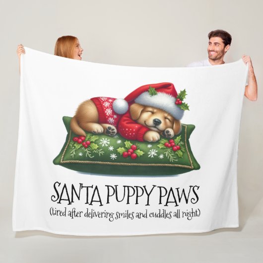 Grappig Schattige Dromen Santa Puppy Paws Fleece Deken (In situ)