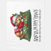 Grappig Schattige Dromen Santa Puppy Paws Fleece Deken (Voorkant)