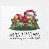 Grappig Schattige Dromen Santa Puppy Paws Fleece Deken (Voorkant (Horizontaal))