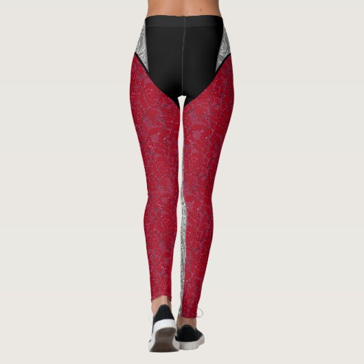 Grappig schattige drukkerijen, ornamentaal rood wi leggings (Achterkant)