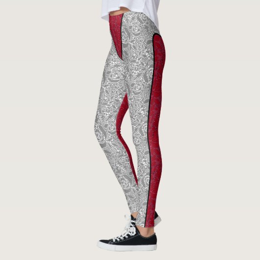 Grappig schattige drukkerijen, ornamentaal rood wi leggings (Links)