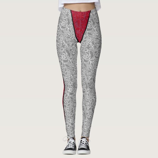 Grappig schattige drukkerijen, ornamentaal rood wi leggings (Voorkant)