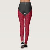 Grappig schattige drukkerijen, ornamentaal rood zw leggings (Achterkant)