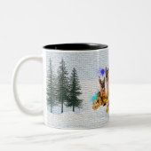 Grappig, Schattige Duits Herder Hond Gelukkig Kers Tweekleurige Koffiemok (Links)