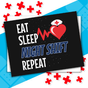 Grappig Schattige Eat Sleep Night Shift Herhaal Ve Briefkaart