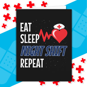 Grappig Schattige Eat Sleep Night Shift Herhaal Ve Kaart